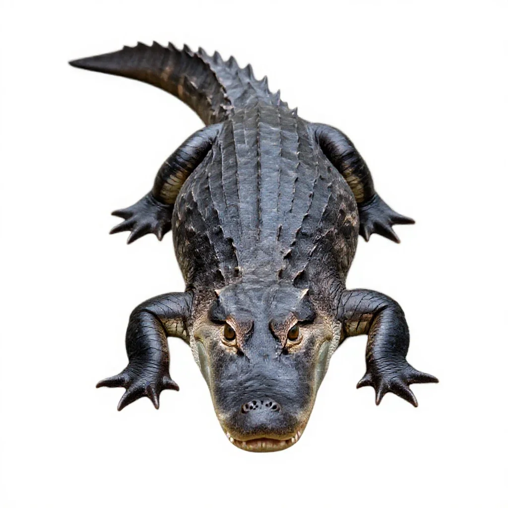Spectacled caiman isolated on a white background