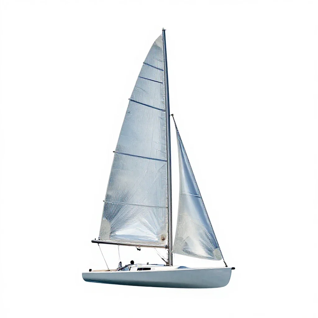 Fore-and-aft sail isolated on a white background