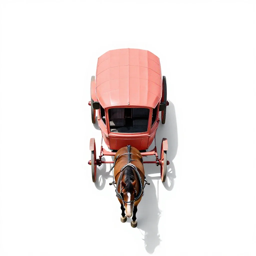 Horse-drawn vehicle isolated on a white background