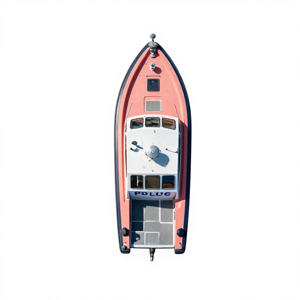 Police boat isolated on a white background