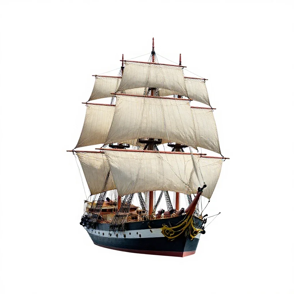 Sailing warship isolated on a white background