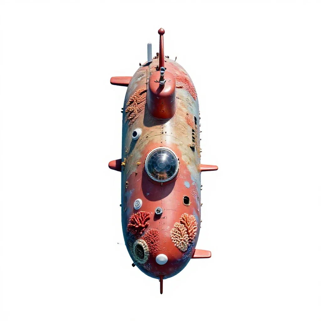 Auxiliary research submarine isolated on a white background
