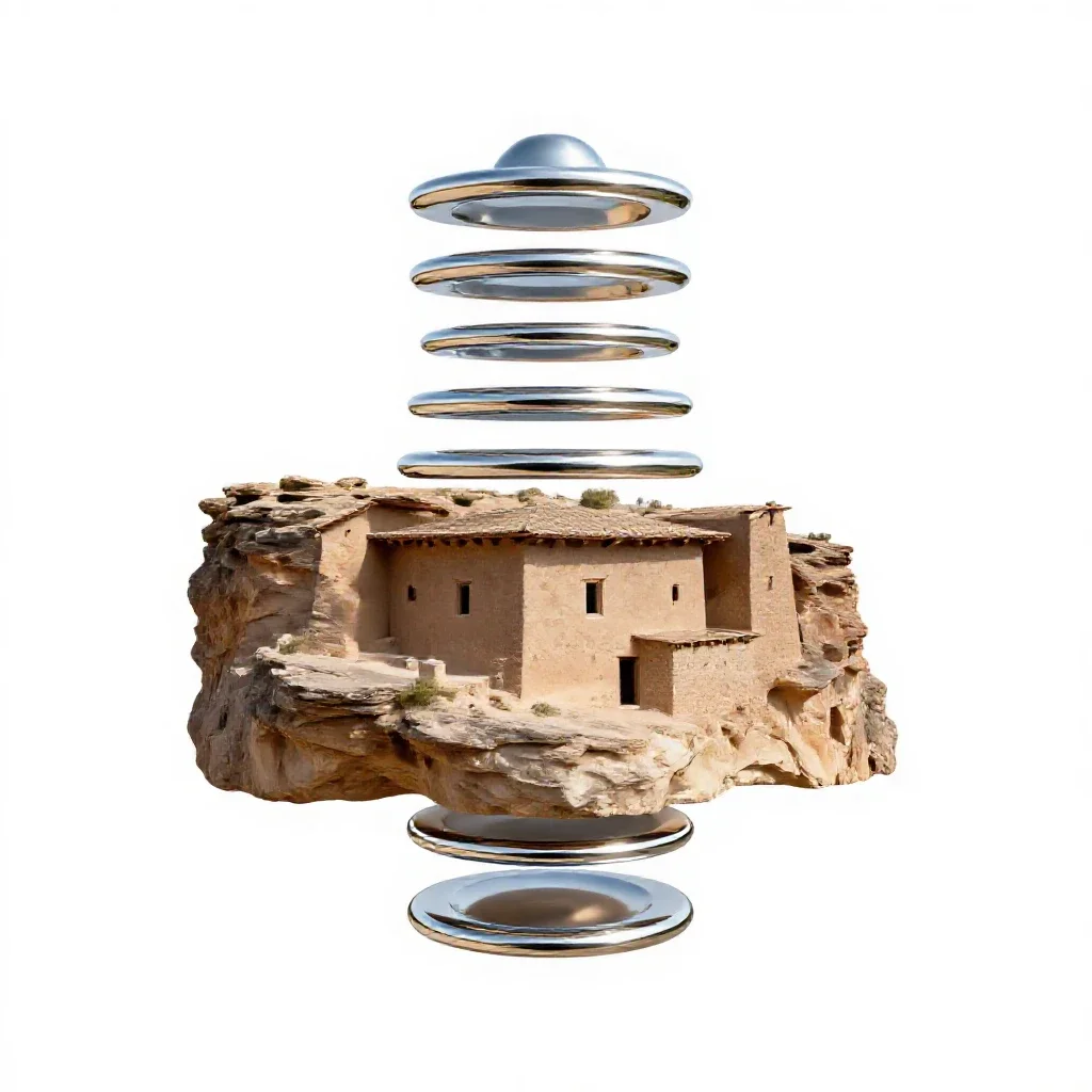 Cliff dwelling isolated on a white background