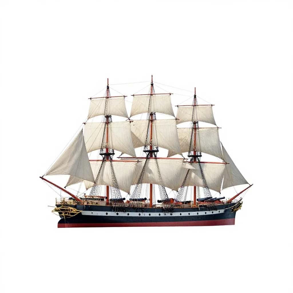 Sloop of war isolated on a white background