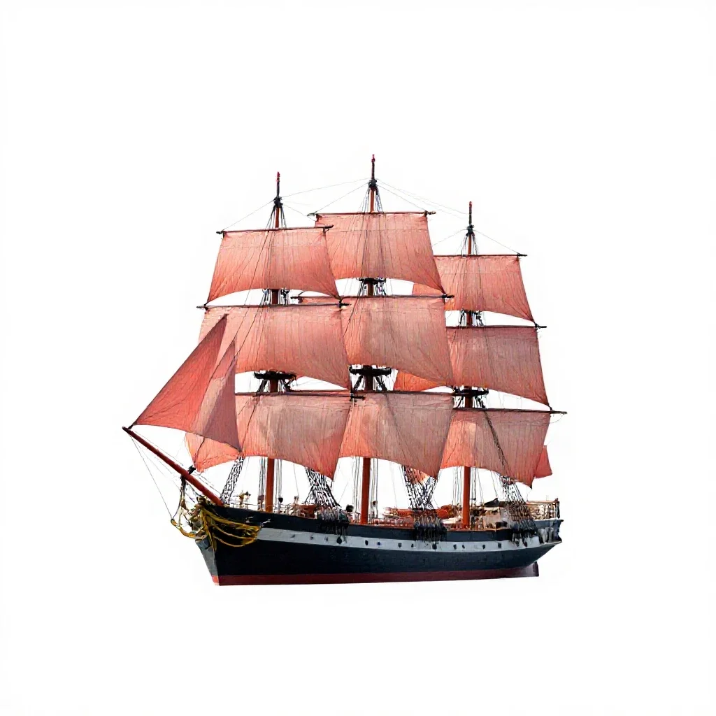 Square-rigger isolated on a white background
