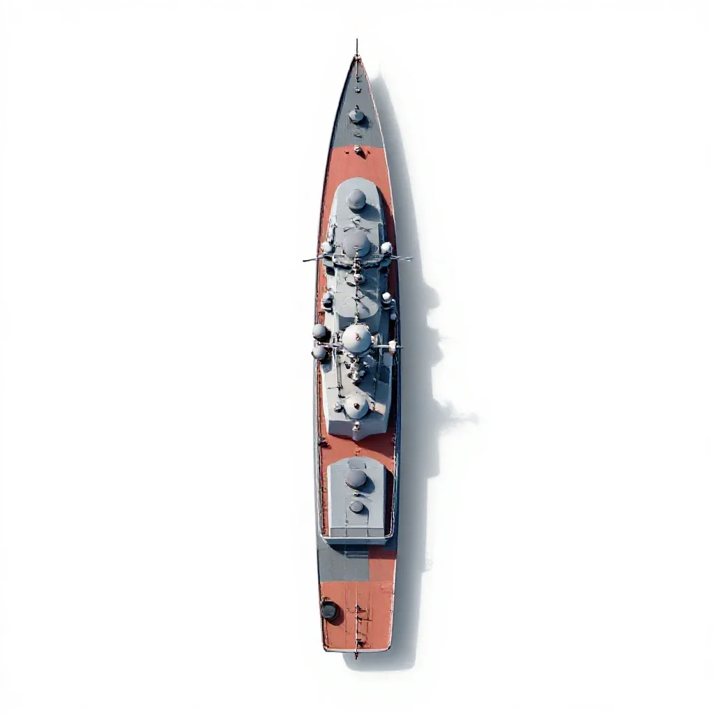 Torpedo-boat destroyer isolated on a white background