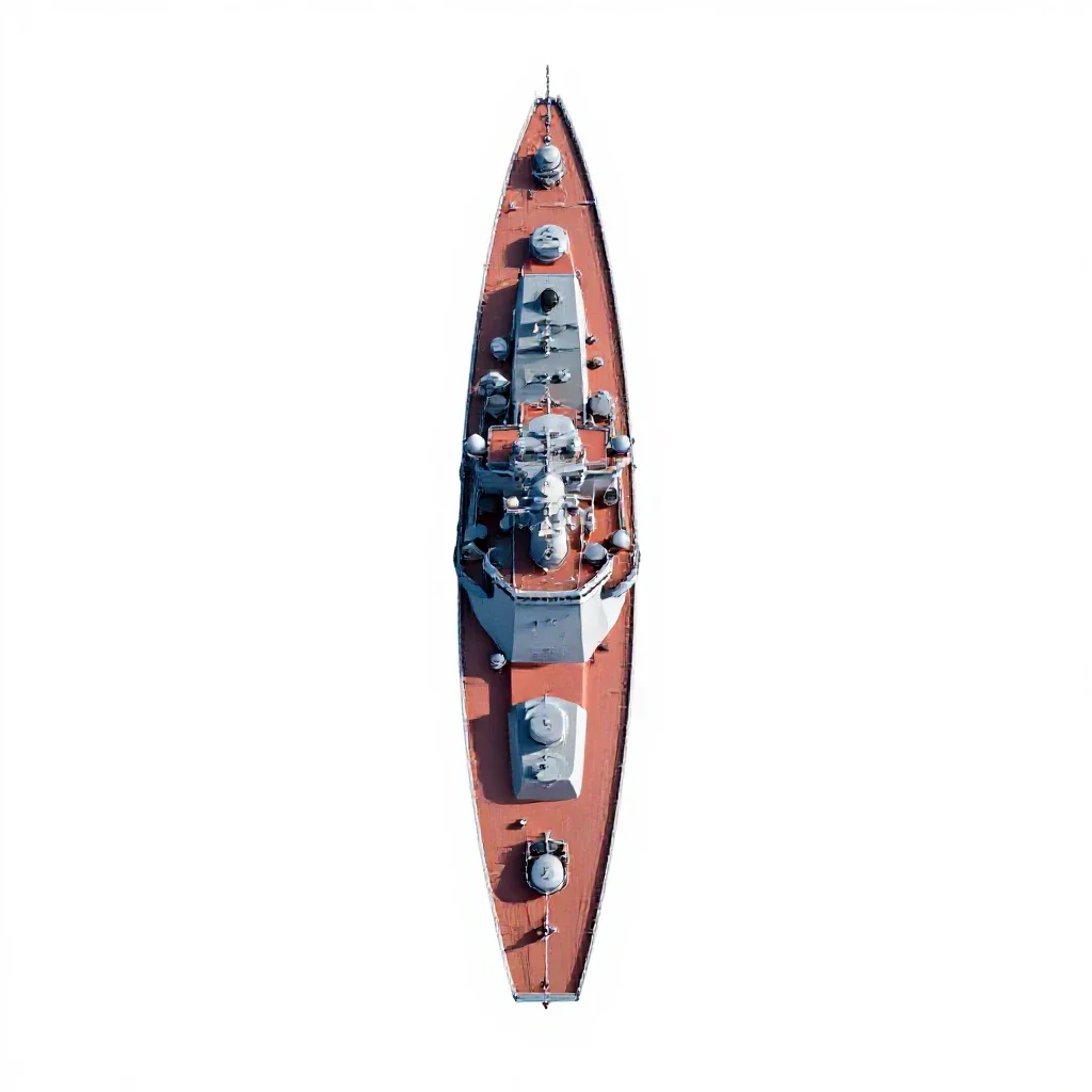 Warship isolated on a white background