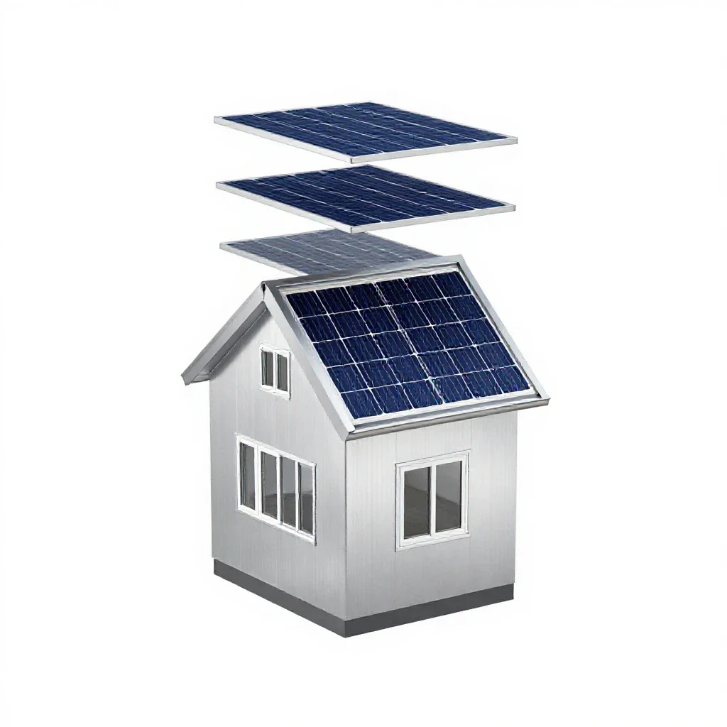 Solar house isolated on a white background