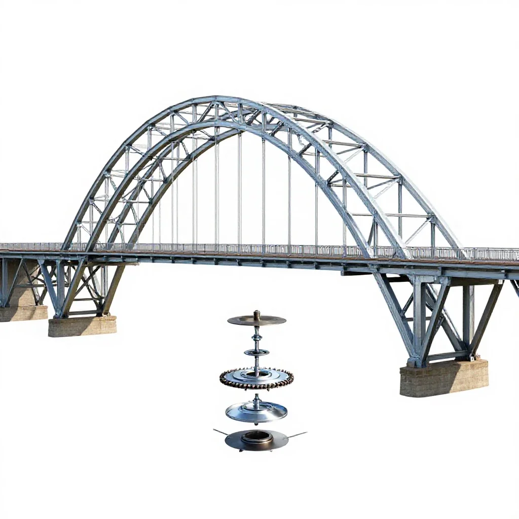 Steel arch bridge isolated on a white background