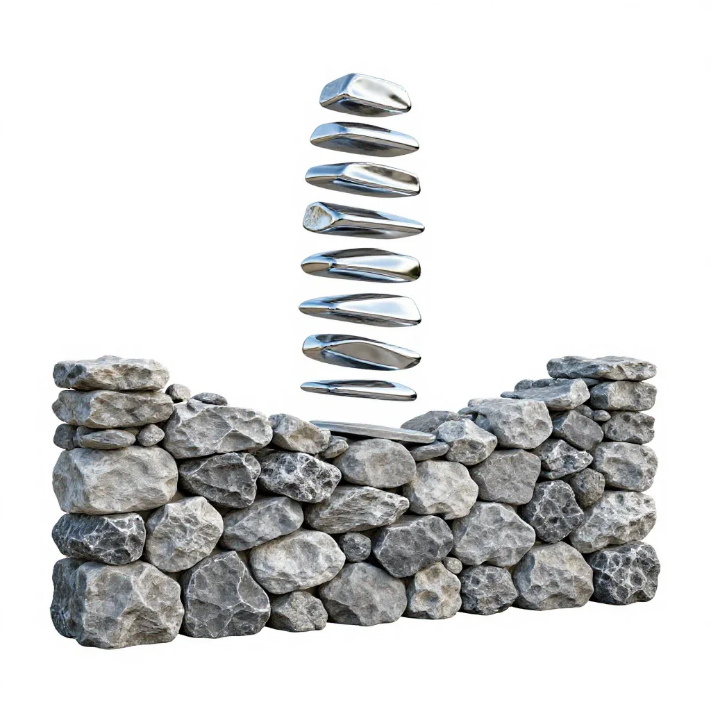 Stone wall isolated on a white background