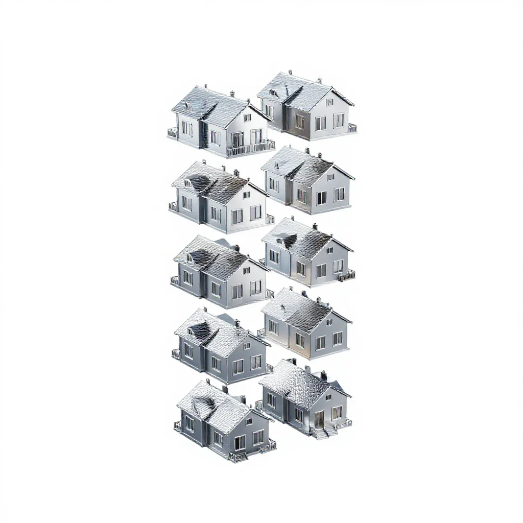 Tract housing isolated on a white background
