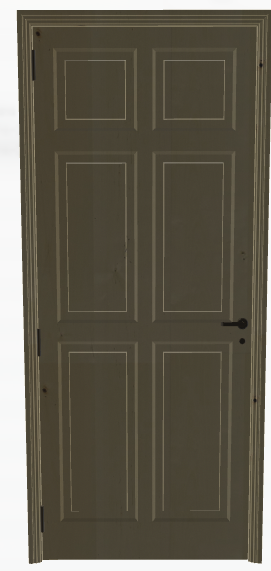 a working, opening and closing door in a frame