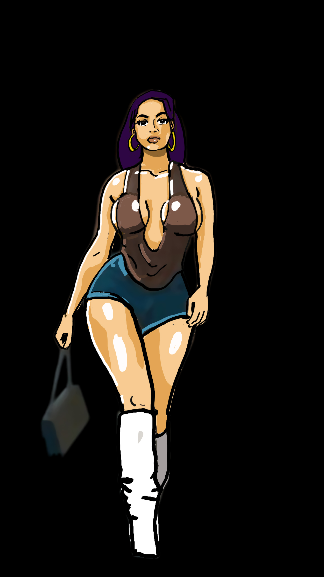 a clean style 3d asset, a woman mid-stride