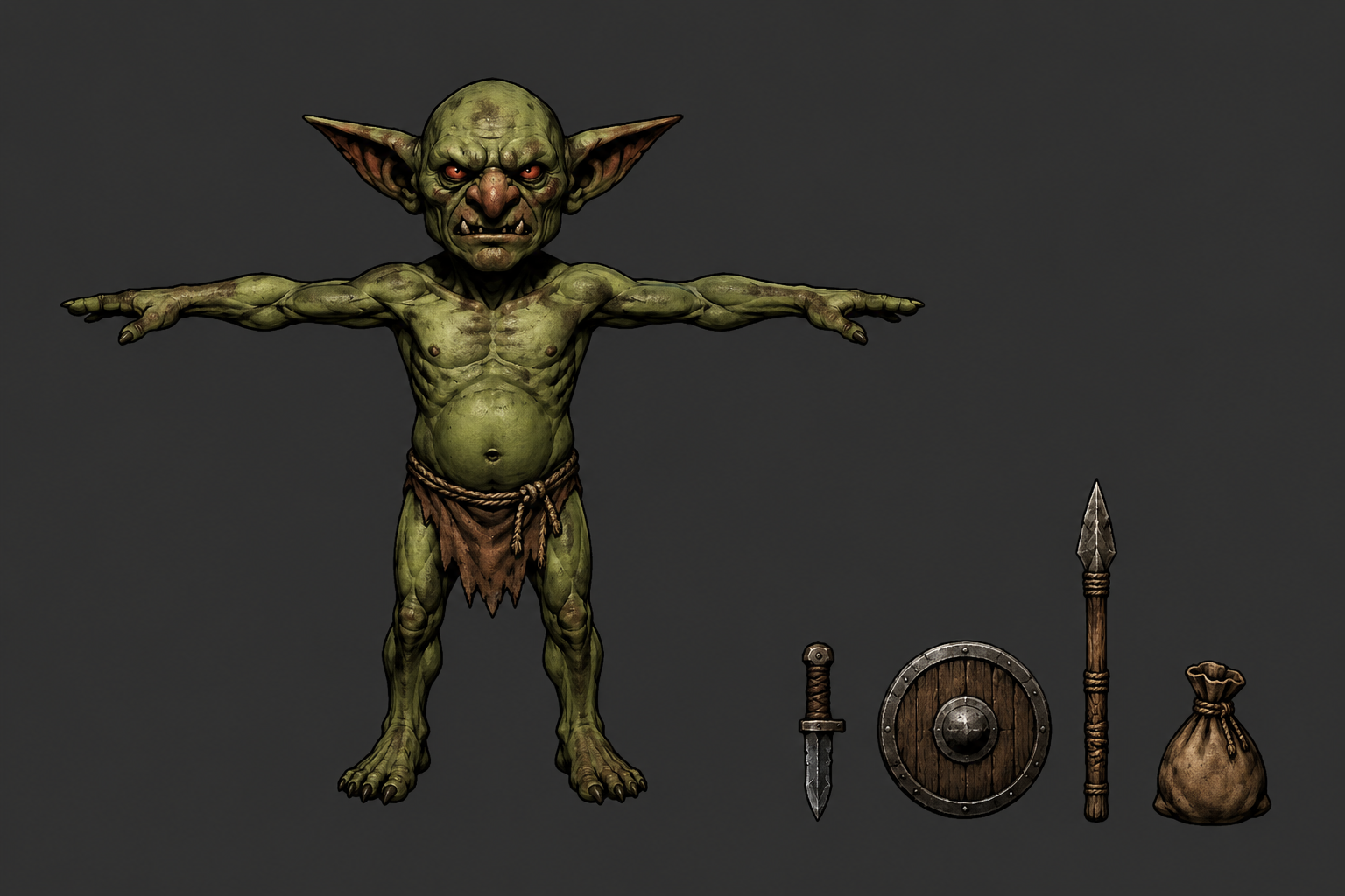 anime figure,goblin,weapons,