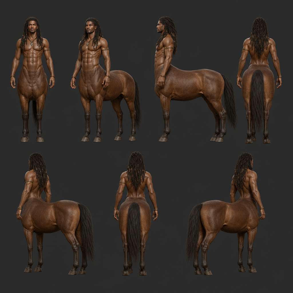 a single clean character design based off of the templates in the photo