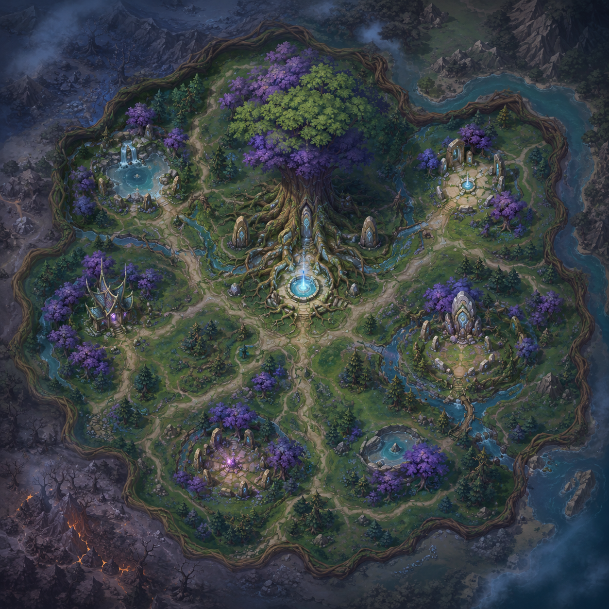 Create a 3D biome/zone of Ashenvale using the image as the reference