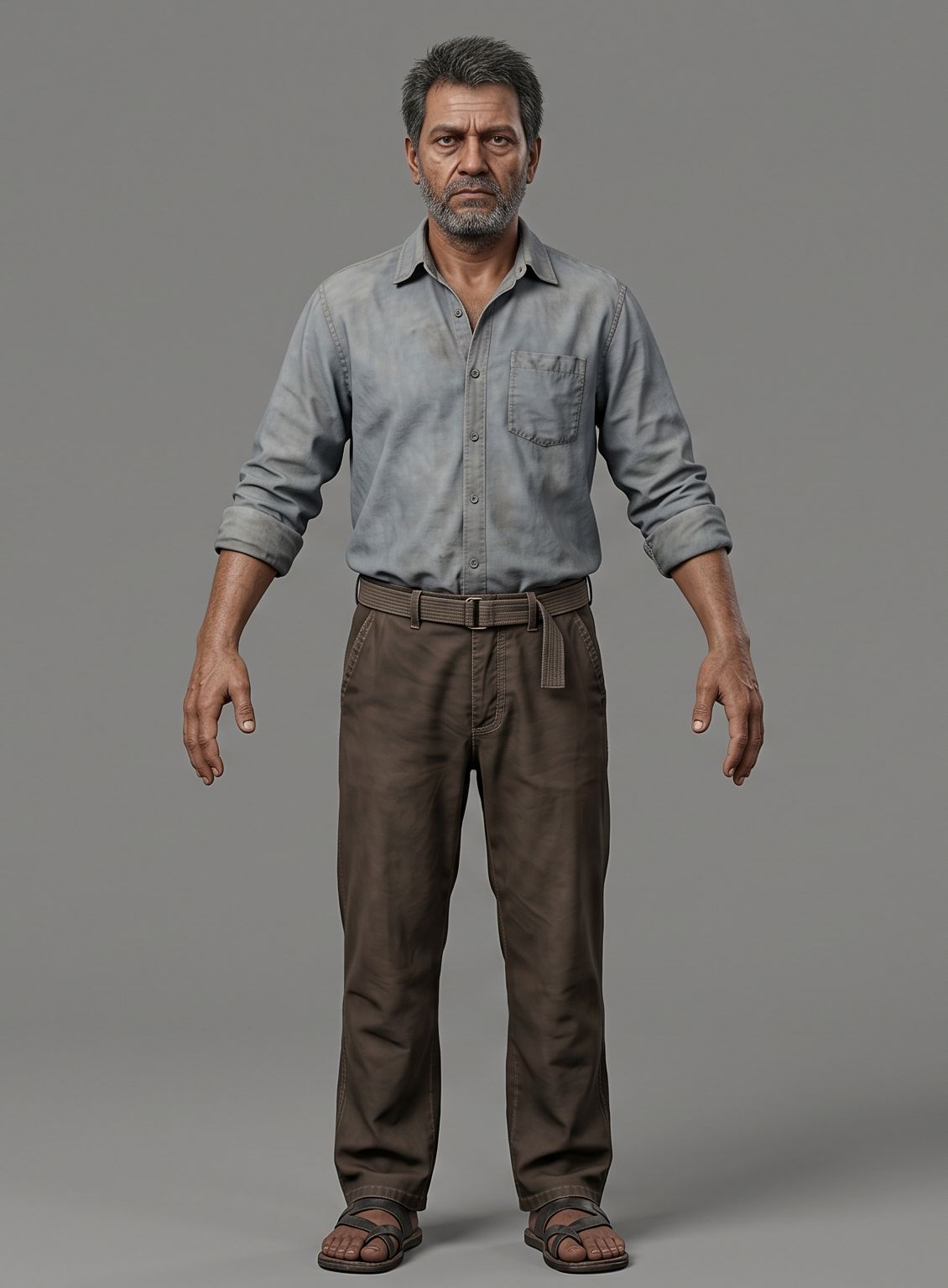 a clean 3d model of an indian man