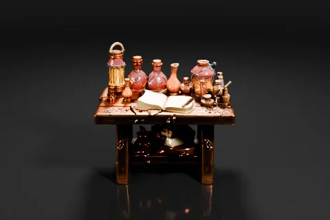 Small wooden table with a dark background 3D model preview