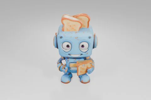 Small robot with a blue body and orange accents 3D model preview