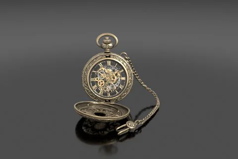 Antique pocket watch 3D model preview