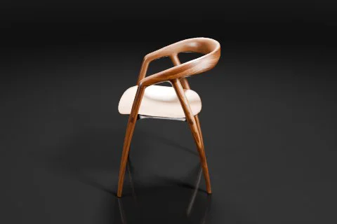 Modern wooden chair with a unique design 3D model preview
