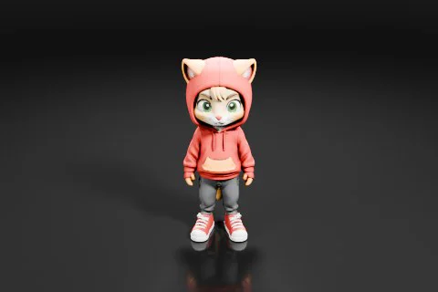 Toy figure of a cat 3D model preview