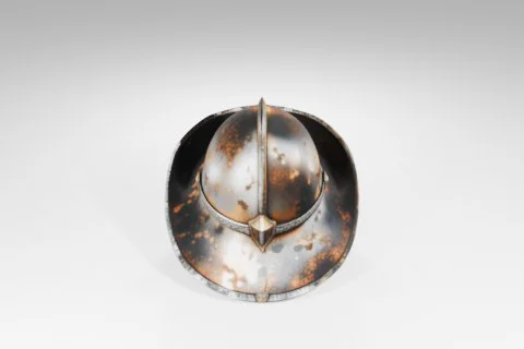 Close-up of a medieval helmet 3D model preview