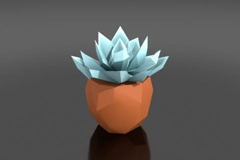 Low-poly stylized succulent plant in a terracotta pot, faceted geometric 3D model preview