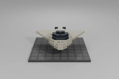 Compact, futuristic toy blaster with a white and orange color scheme 3D model preview