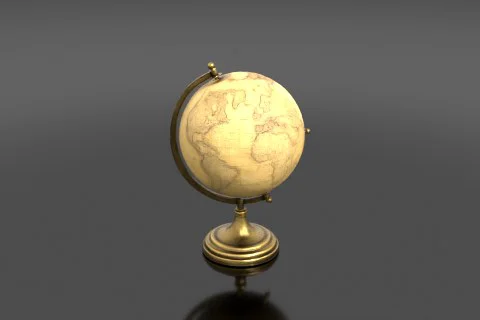 Small globe on a stand 3D model preview