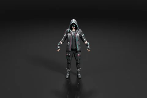 Person wearing a futuristic-looking outfit 3D model preview