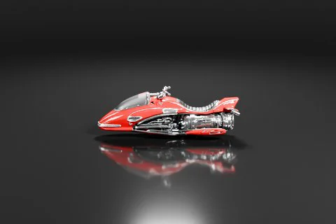 Red futuristic motorcycle 3D model preview