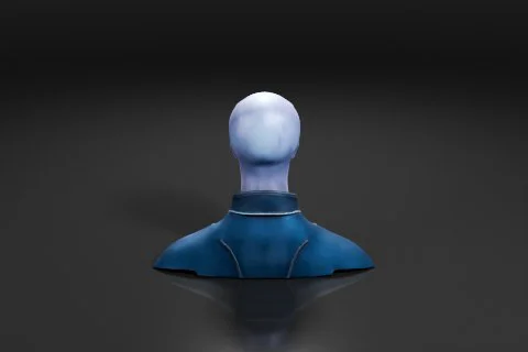 Blue-colored object with a round head and a collar 3D model preview
