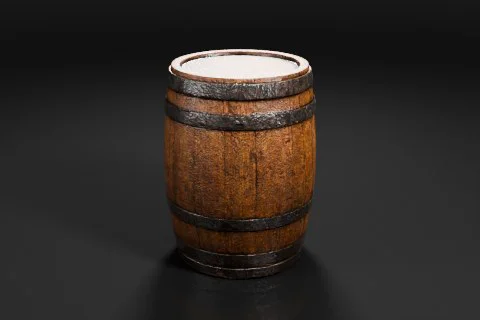 Wooden barrel with a round top 3D model preview