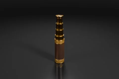 Cylindrical object with a gold-colored body and a brown base 3D model preview