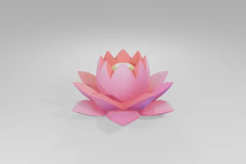 Stylized lotus flower with layered pink and magenta petals radiates outward 3D model preview