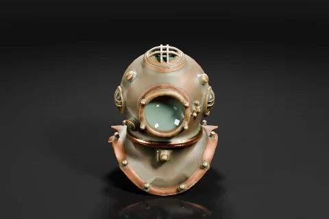 Photograph of an antique diving helmet 3D model preview
