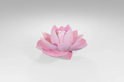 Pink lotus flower 3D model preview