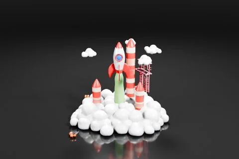 Rocket launch scene 3D model preview