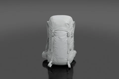 White backpack on a black background 3D model preview