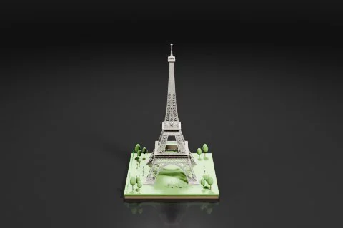 Model of the Eiffel Tower in Paris, France 3D model preview
