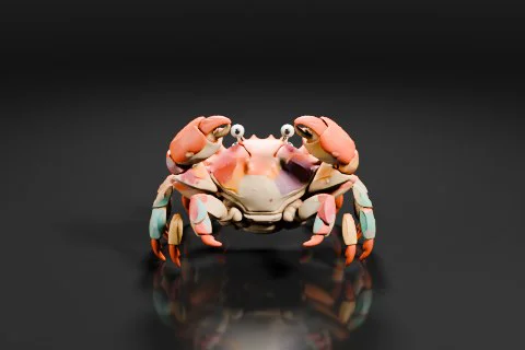 Photograph of a small crab figurine 3D model preview