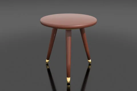 Mid-century teak and brass side table 3D model preview