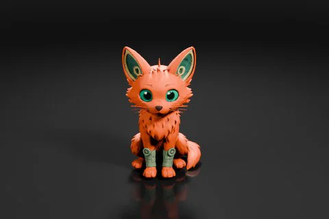 Small figurine of a fox 3D model preview