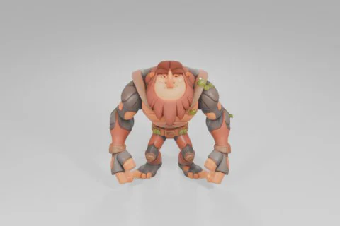 Cartoonish golem-like creature with features resembling carved wood and bark 3D model preview