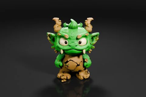 Small figurine of a green monster 3D model preview