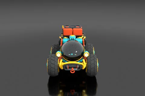 Rover shows bilateral/radial symmetry (wheels, headlamps, panels) with varied 3D model preview