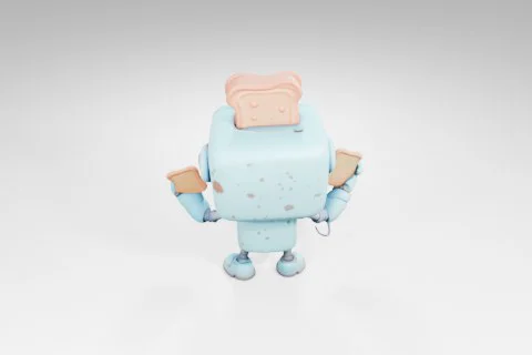 Small robot with a light blue body and a pink head 3D model preview