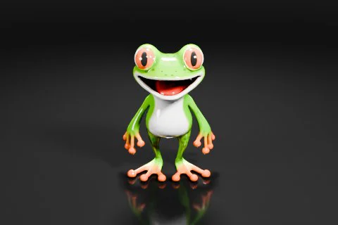 Green tree frog with big, round eyes and a big smile on its face 3D model preview