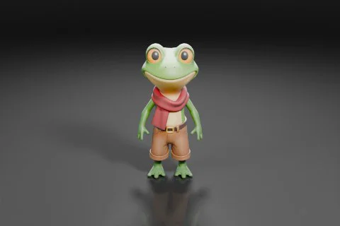 Cartoon frog 3D model preview